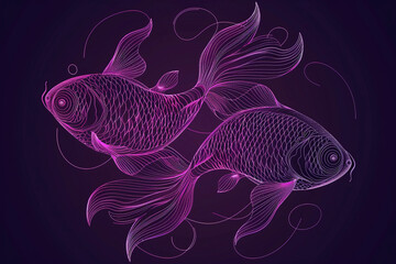 Wall Mural - astrological abstract composition with concept of pisces zodiac sign symbol, abstract vivid composit