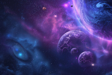 Wall Mural - astrological abstract composition with empty starry sky for zodiac sign symbol, abstract vivid compo