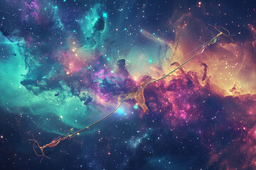 Wall Mural - astrological abstract composition with empty starry sky for zodiac sign symbol, abstract vivid compo