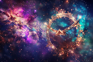 Wall Mural - astrological abstract composition with empty starry sky for zodiac sign symbol, abstract vivid compo