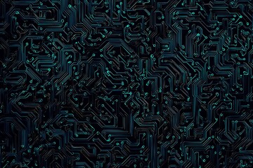 abstract close-up of a glowing blue digital circuit board, showcasing intricate connections and tech