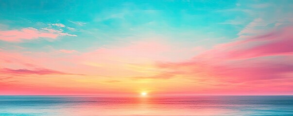 Poster - Minimal skies idea. A stunning sunset over a calm ocean, showcasing vibrant colors in the sky.