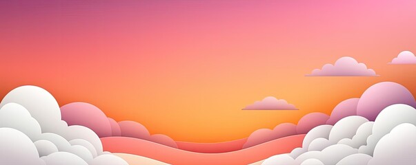Poster - Minimal skies idea. A serene sunset sky with pink and orange hues illuminating fluffy clouds.