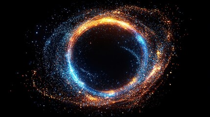 Poster - Creative digital tech circle on dark backdrop. Big data and technology concept. 3D Rendering.
