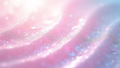 Poster - Captivating Close-Up of Pink Shimmering Surface with Glittery Textures and Soft Light Effects