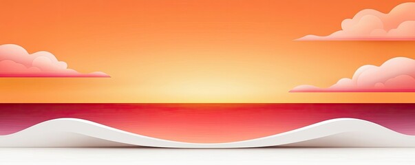 Aufkleber - Minimal skies idea. A stunning sunset over the ocean with soft waves and colorful sky.