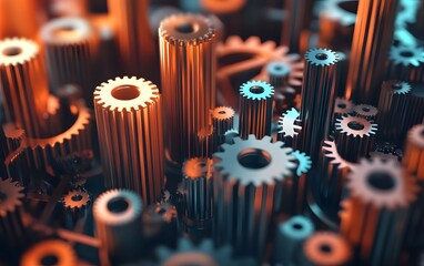 Poster - A close-up view of intricate gears showcasing modern engineering
