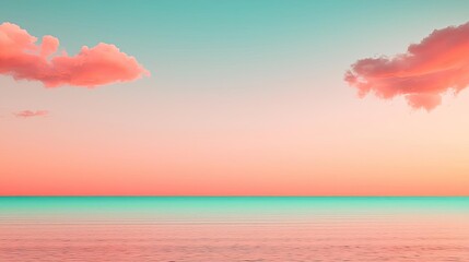Aufkleber - Minimal skies concept. A serene sunset over calm waters, blending pastel hues of pink and blue.