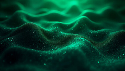Poster - Mystical Green Waves: A Captivating View of Sparkling Textures Under Soft Light