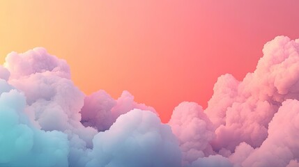 Poster - Minimal skies concept. Vibrant clouds in pastel colors against a sunset sky, evoking calmness and serenity.