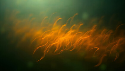 Poster - An Ethereal Dance of Light and Color Underwater: Abstract Waves of Orange and Green Hue