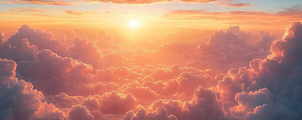 Poster - Minimal skies idea. A breathtaking sunset illuminating vibrant clouds in a serene sky.