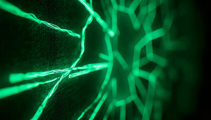 Poster - Exploring the Intricate Geometry and Luminous Patterns of Green Neon Lights and Textures