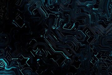 abstract close-up of a glowing blue digital circuit board, showcasing intricate connections and tech