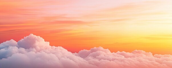 Poster - Minimal skies idea. Stunning sunset over fluffy clouds creating a serene and tranquil atmosphere.