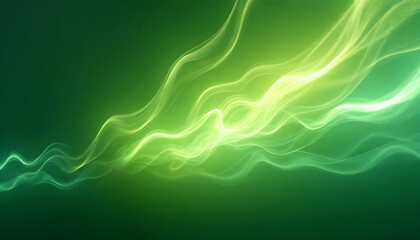 Poster - Vibrant Green Light Waves Dancing in a Mesmerizing Flowing Motion Background