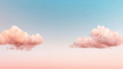 Poster - Minimal skies idea. A serene sky filled with soft pink clouds against a calming blue backdrop.