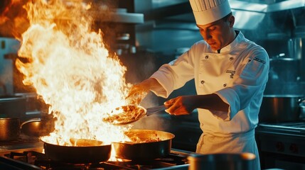 Culinary Masterpiece: Chef's Fiery Passion in the Kitchen