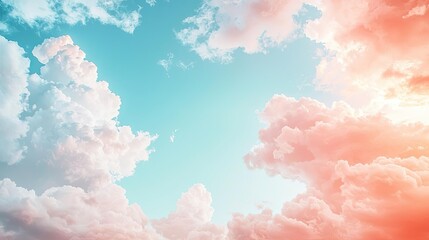 Poster - Minimal skies idea. A stunning view of colorful clouds against a bright blue sky, ideal for calming visuals.
