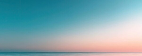 Poster - Minimal skies idea. A serene horizon with a calming blend of blue and pink hues over a tranquil sea.