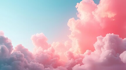 Poster - Minimal skies concept. Beautiful pink and blue clouds in a serene sky, creating a calming and dreamy atmosphere.