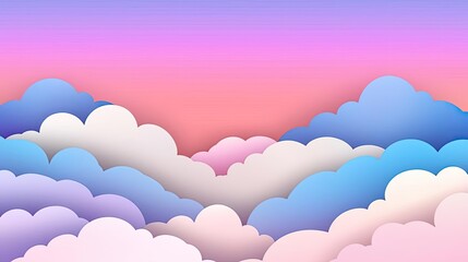 Aufkleber - Minimal skies idea. A serene sky filled with colorful clouds in shades of pink and blue during sunset.