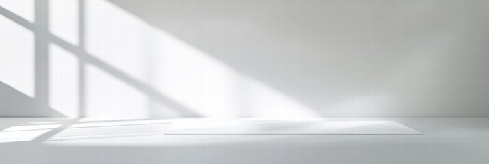 Leinwandbilder - Pristine white sheet of paper on a clean surface illuminated by soft sunlight from a nearby window inside a modern interior space. Generative AI