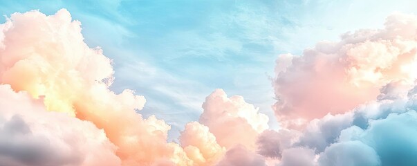 Poster - Minimal skies idea. A serene sky filled with beautiful clouds in pastel colors during sunset.