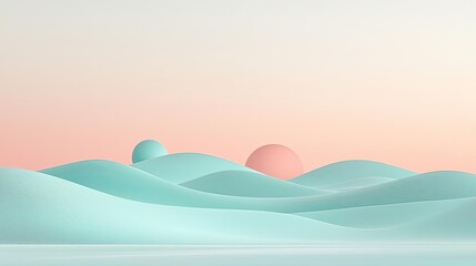 Aufkleber - Minimal skies idea. Abstract landscape with rolling hills and soft pastel colors under a serene sky.