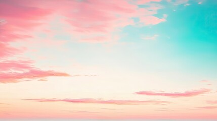Poster - Minimal skies concept. A serene sky filled with pastel clouds during sunset, creating a tranquil atmosphere.