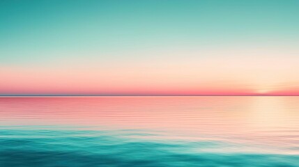 Poster - Minimal skies concept. Serene seascape at sunset with tranquil hues of blue and pink reflecting on calm water.