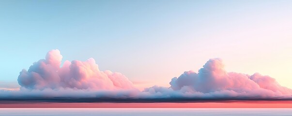 Poster - Minimal skies idea. Serene pastel clouds at sunset, reflecting a calming atmosphere in nature's beauty.