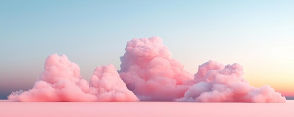 Poster - Minimal skies idea. Soft pink clouds float in a serene sky, creating a peaceful and dreamy atmosphere.