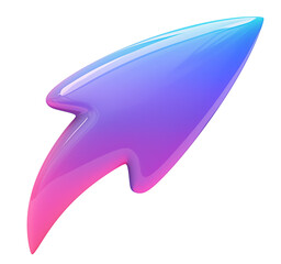 Poster - glossy, gradient arrow in vibrant blue and purple tones with sleek, curved design, symbolizing direction, progress, or movement. arrow has modern and futuristic aesthetic