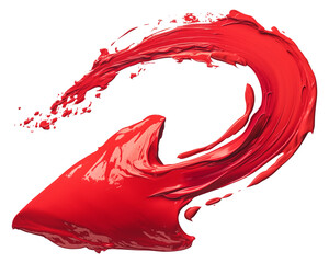 Poster - bold, curved arrow created with thick red paint, featuring dynamic brushstrokes and glossy texture, symbolizing direction and creativity