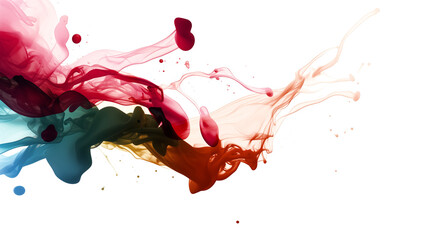 Poster - vibrant splash of colorful paint in dynamic motion against transparency background, showcasing energy and creativity with vivid red, orange, yellow, blue, and green tones
