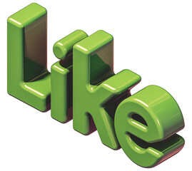 Poster - Green Like icon with soft matte finish, isolated on transparency background, featuring 3D design and glossy texture for modern and vibrant look