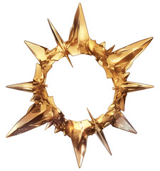 Aufkleber - spiked circular crown made of glittering gold with sharp, pointed edges, isolated on transparency background, exuding luxurious and regal aura
