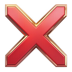 Aufkleber - Red and gold X mark with striped finish, isolated on transparency background, showcasing bold and striking design