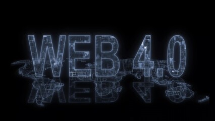 3d web 4.0 text technology earth map glow