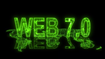 3d web 7.0 text technology earth map green glow