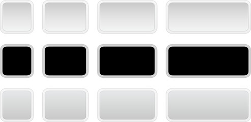 Aufkleber - Buttons black gray square and rectangle shapes collection, interesting navigation panel for website with shiny light buttons.