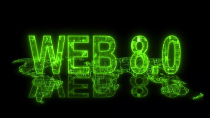 3d web 8.0 text technology earth map green glow