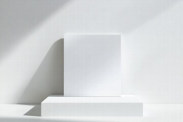 Leinwandbilder - Pristine white sheet of paper resting on a clean surface under natural light in a minimalist indoor setting. Generative AI