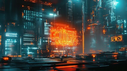 Poster - Abstract 2D Illustration of Futuristic Electronic Circuit Design