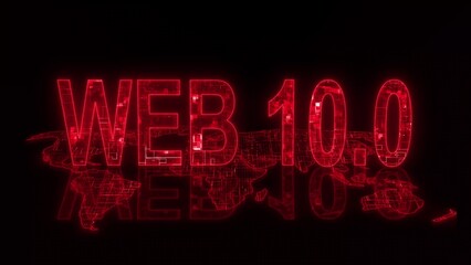 3d web 10.0 text technology earth map red glow