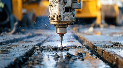 Poster - Close-Up of Modern Construction Tool in Use on Job Site
