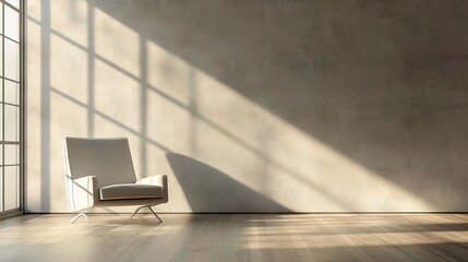 Poster - Modern Office Interior with Blank Wall and Sunlight Shadows