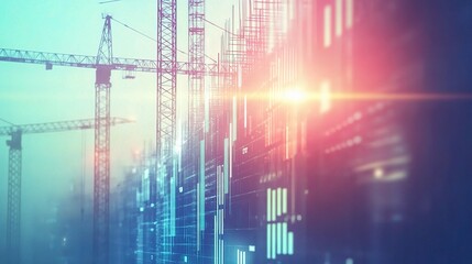 Poster - Abstract Business Background of Construction Site with Cranes