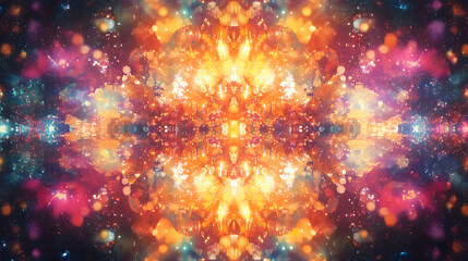 Poster - Vibrant light explosion digital art abstract colorful background symmetrical view creative concept